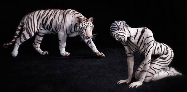 Photograph Lennette Newell Ani Human White Tiger 54 on One Eyeland